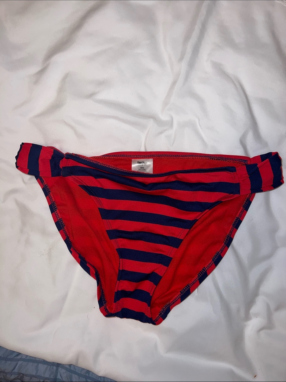Striped Red & Navy Bikini Bottom - Classic Swim Style